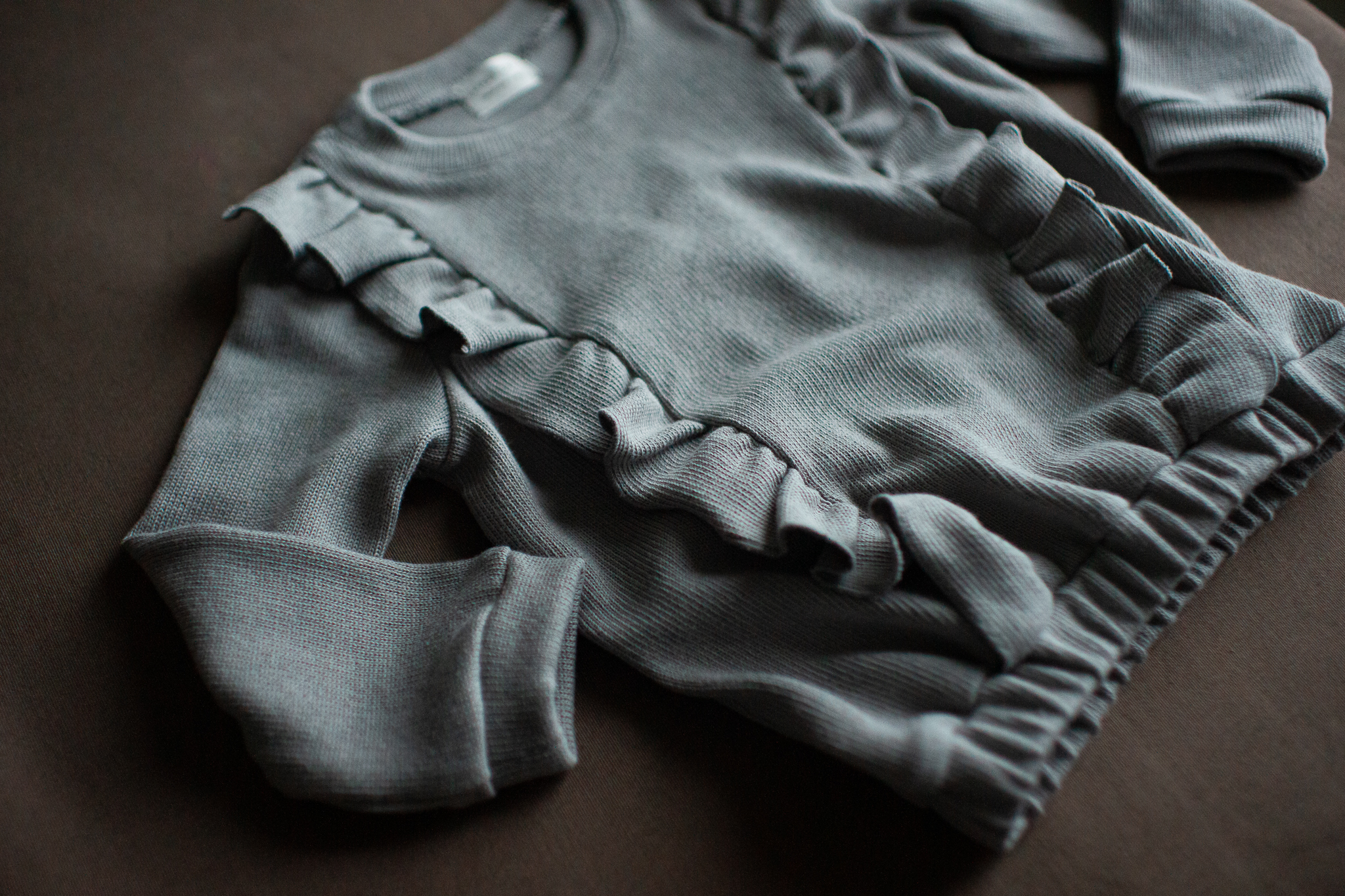 Blusa de algodón con Volantes - Gris