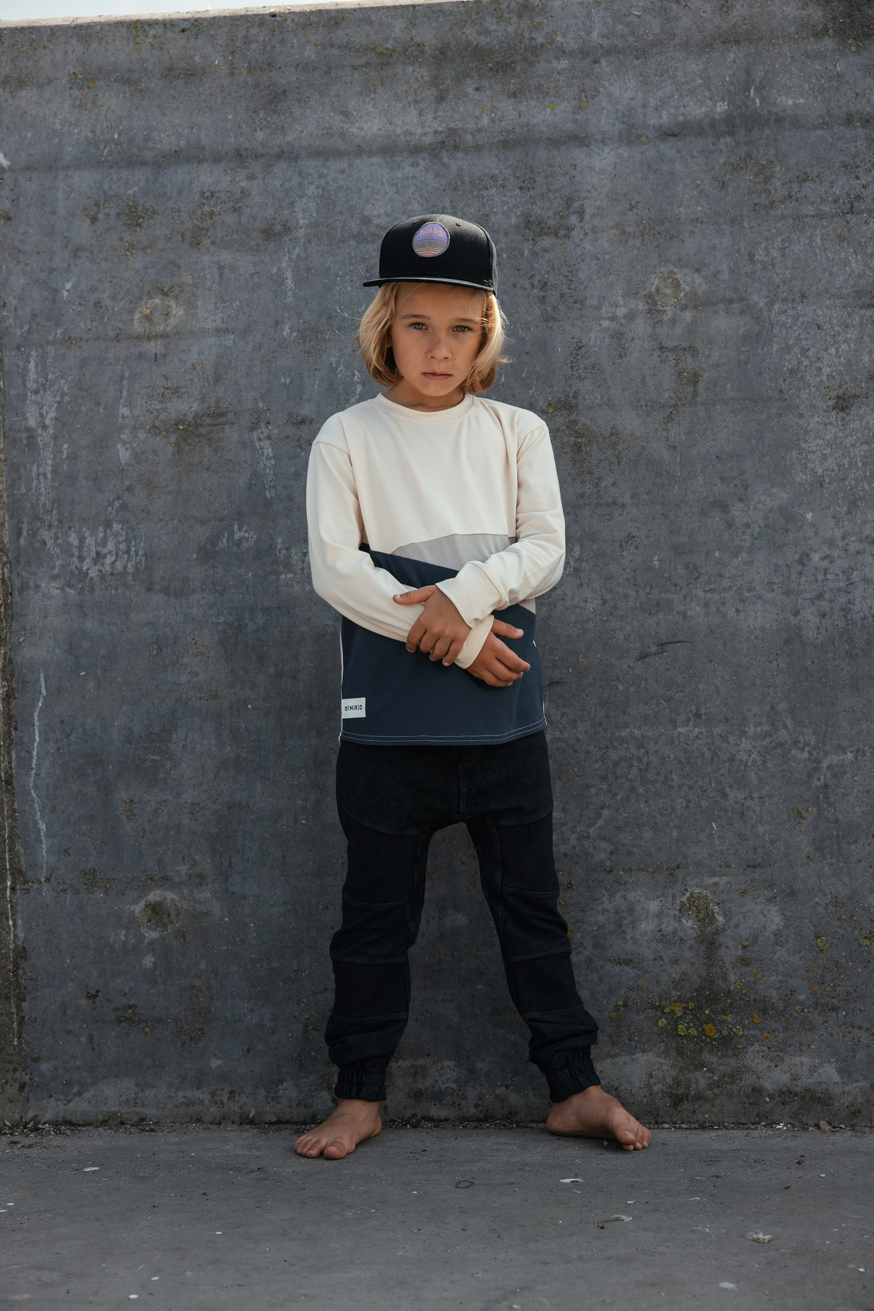 Camiseta Manga Larga  Corte Asimétrico 2.0 - Azul Marino