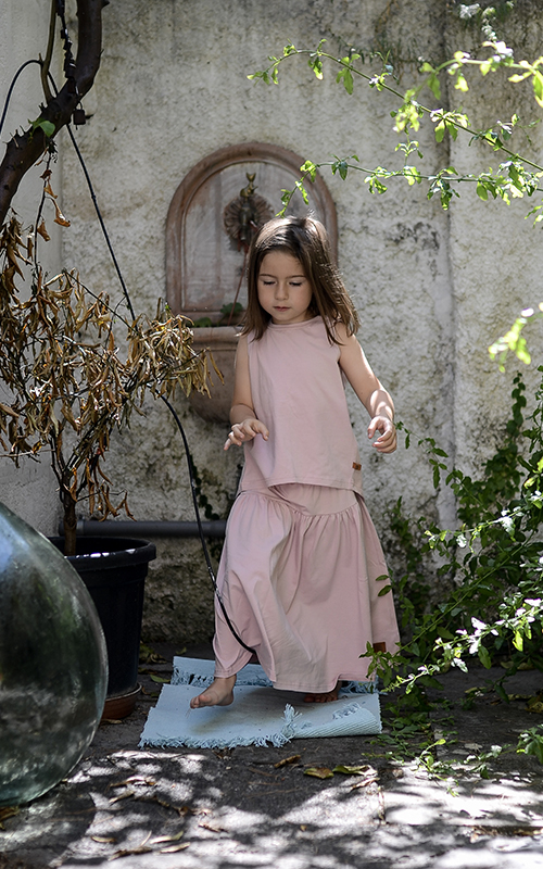 Falda  Midi  Kids  - Rosa Algodón
