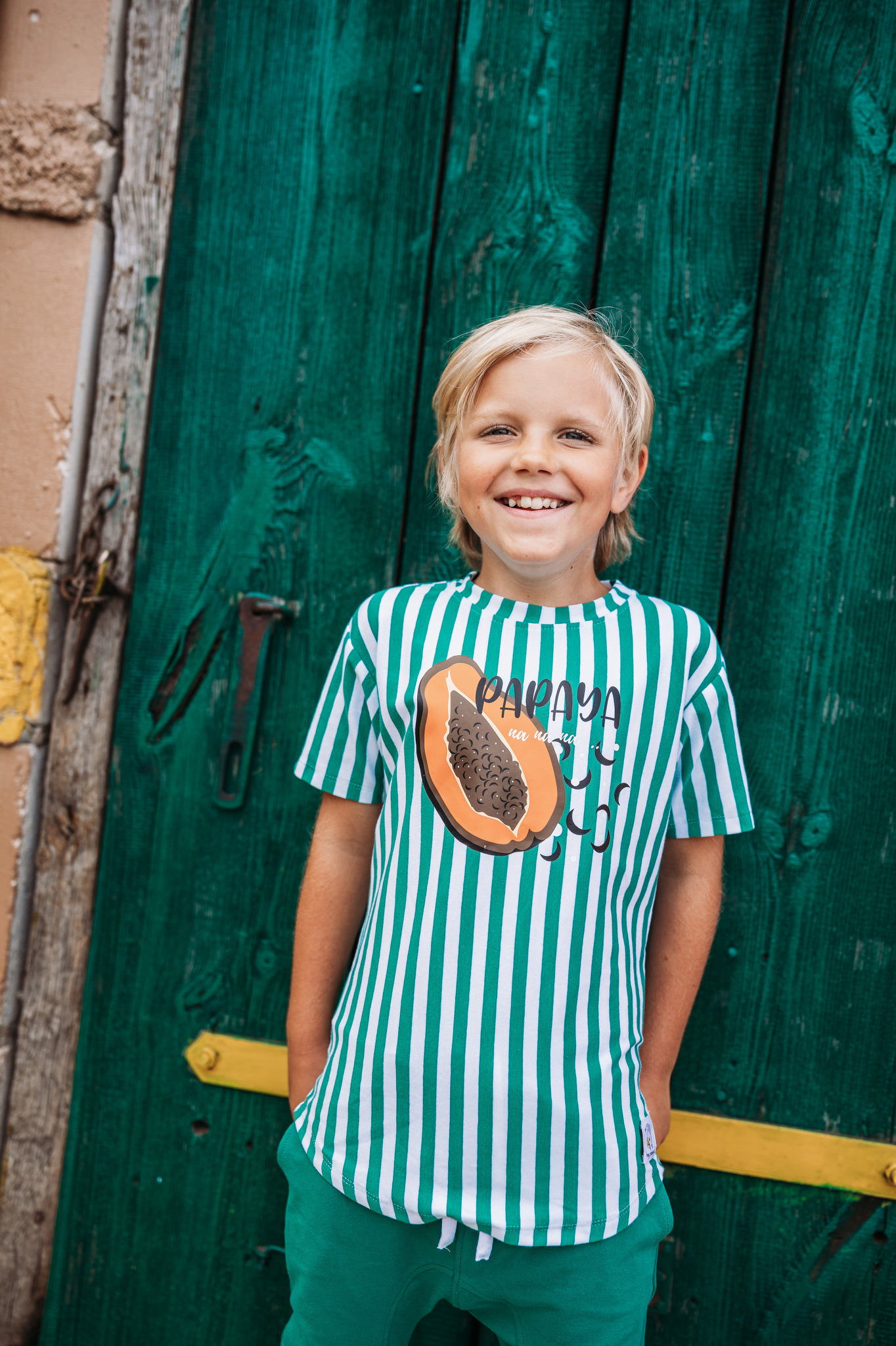 Camiseta Green Stripes Papaya