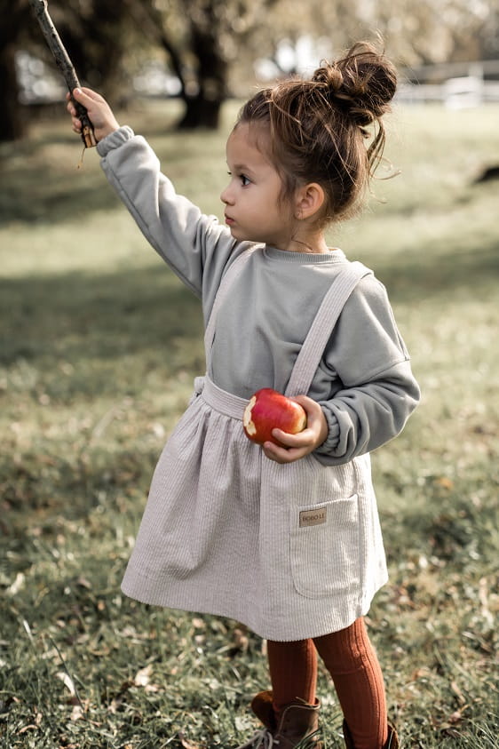 Falda de pana con tirantes - Beige claro