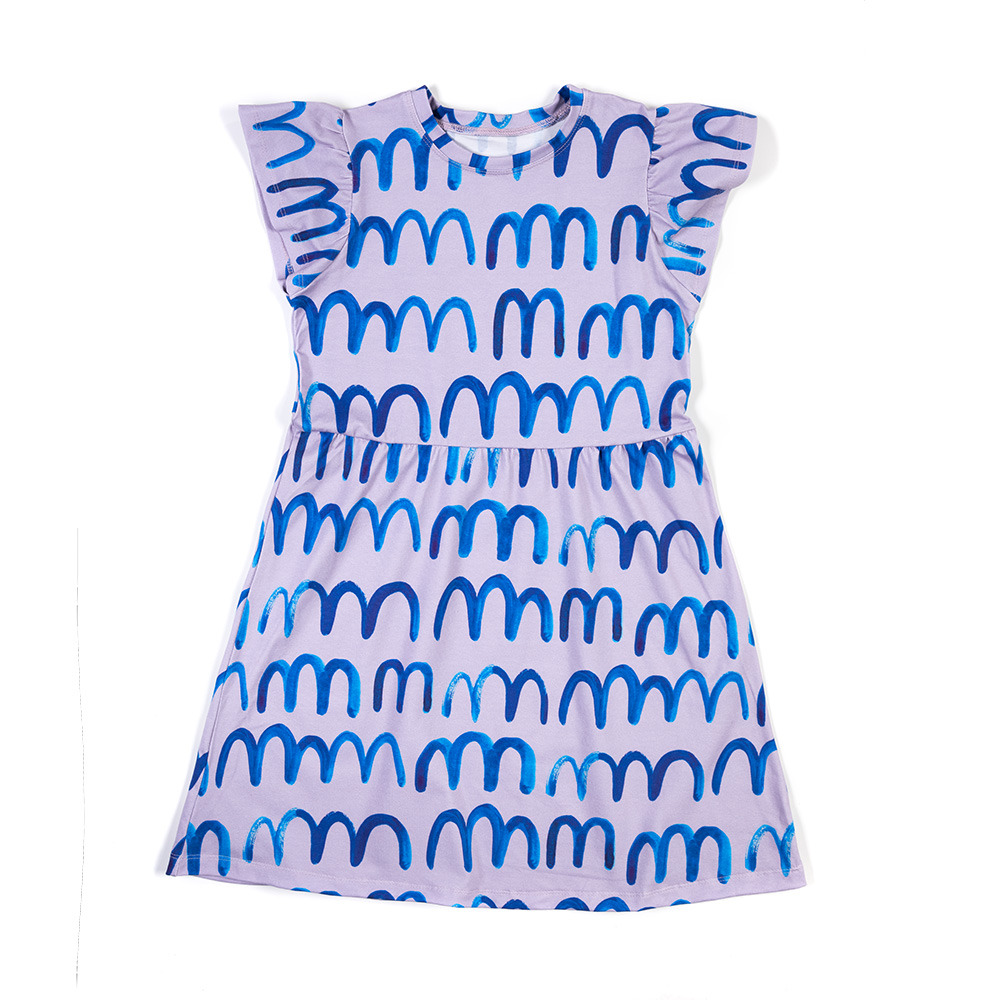Waves on Lilac Vestido de volantes