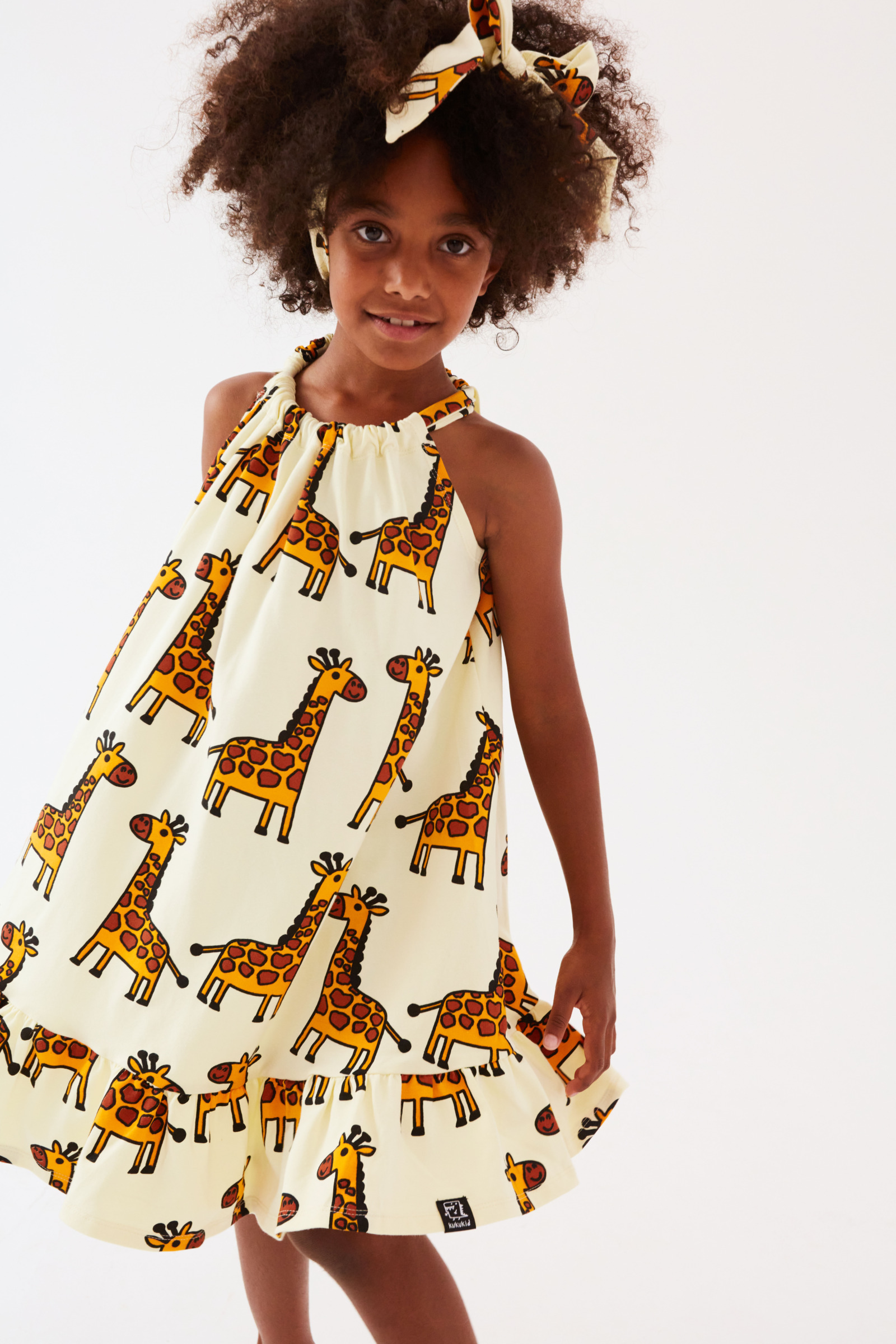 Bow Vestido - Yellow Giraffe