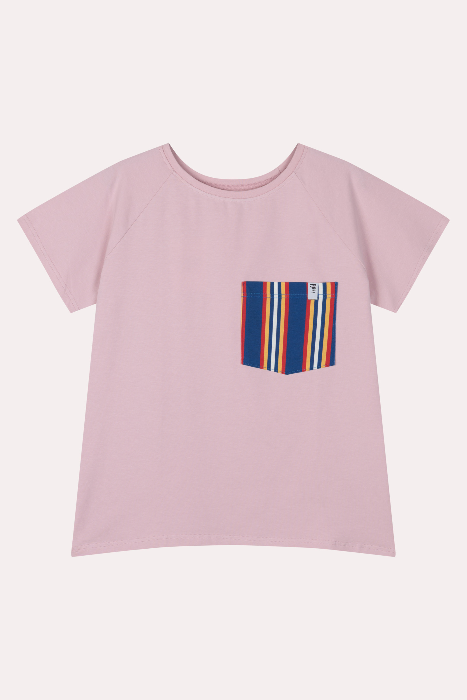 Camiseta rosa con bolsillo a rayas para adultos
