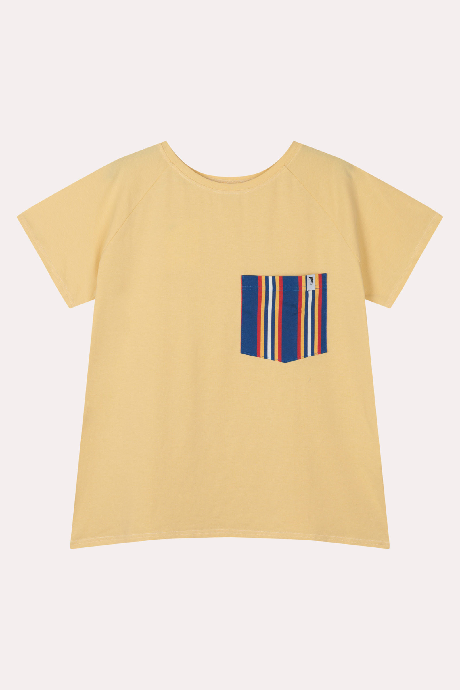 Camiseta amarilla con bolsillo a rayas para adultos