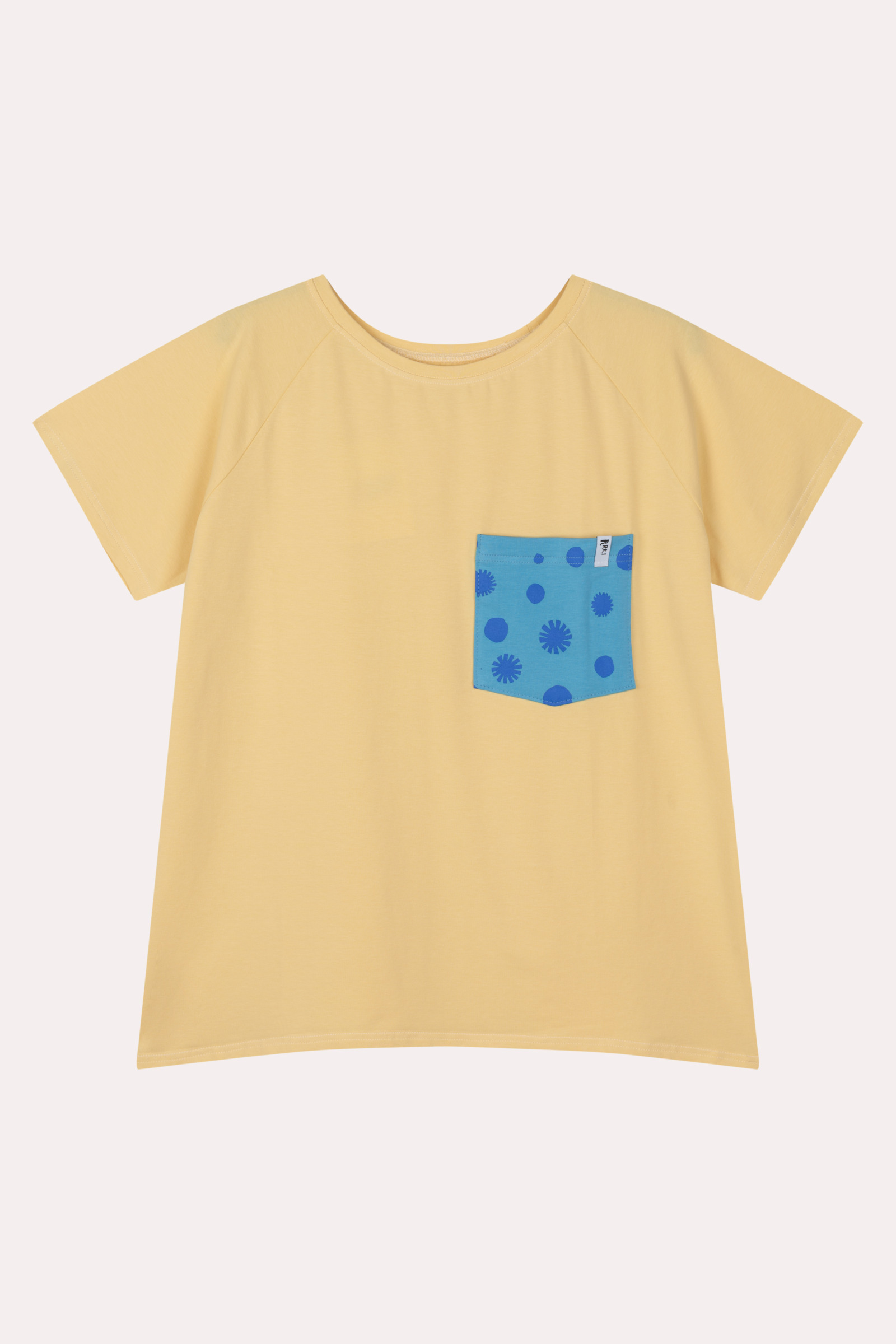 Camiseta amarilla con bolsillo de lunares para adultos