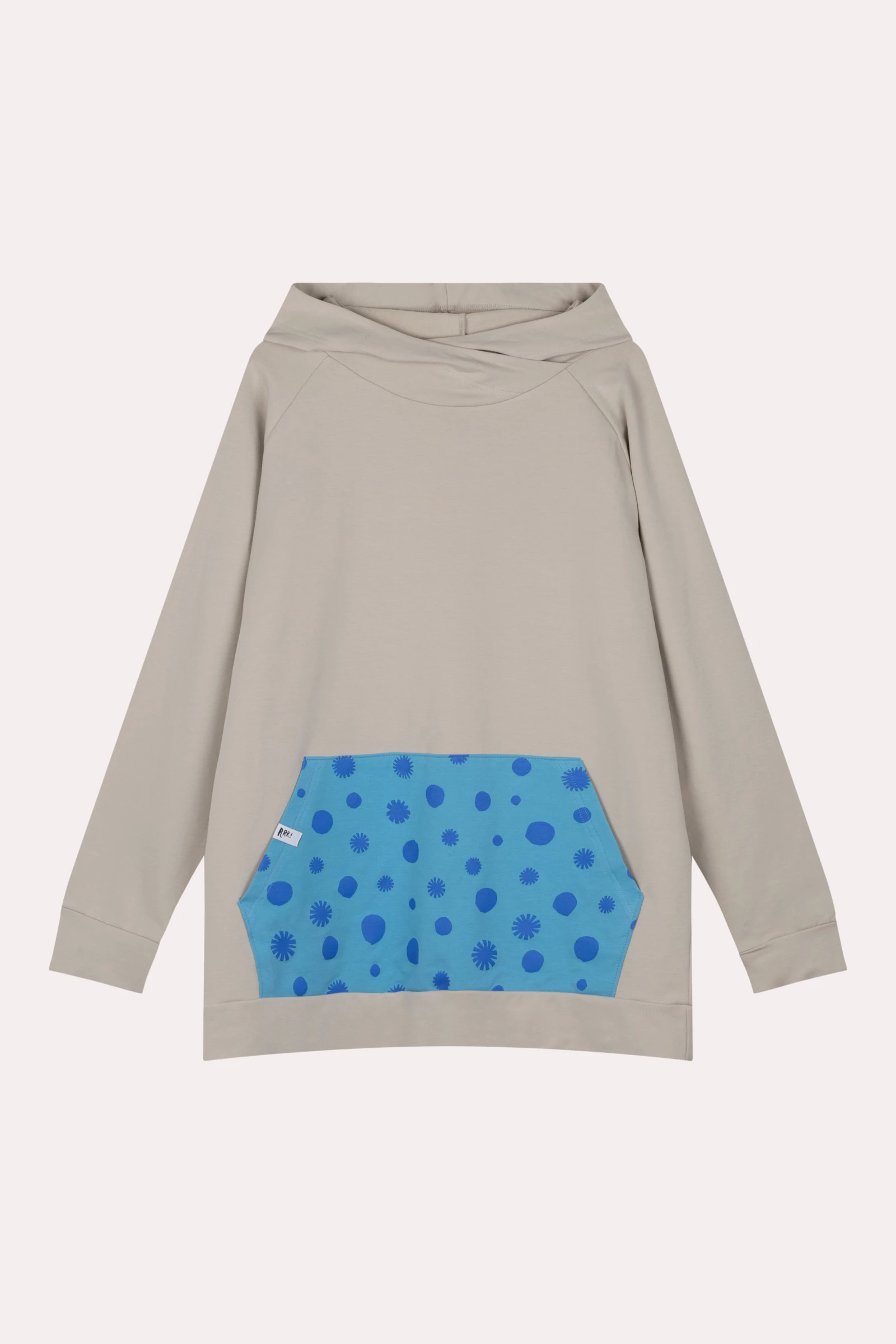 Sudadera beige con bolsillo de canguro de lunares para adultos