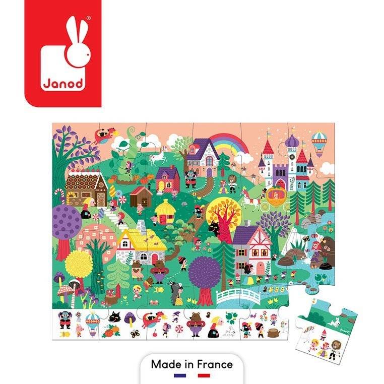 Janod - Rompecabezas de observación en una maleta Cuentos de hadas 24 elementos 3+