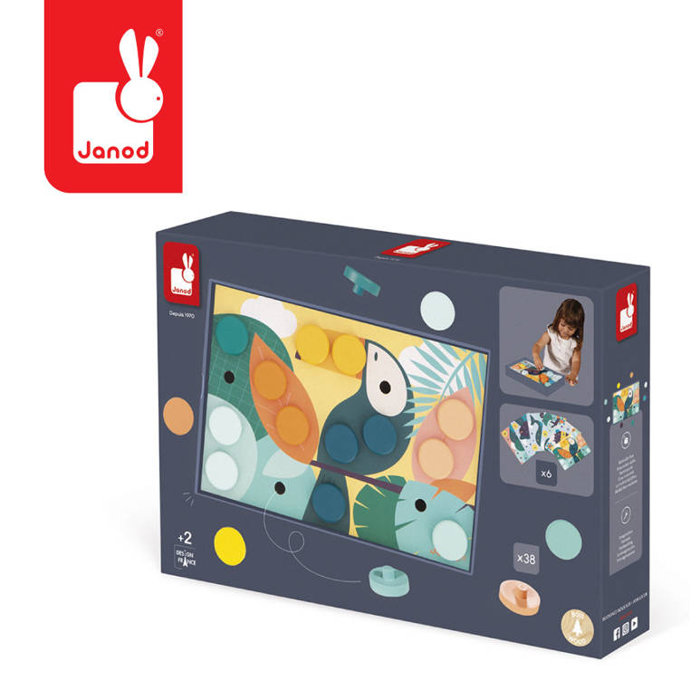 Janod - El primer rompecabezas de mosaico de madera 2+