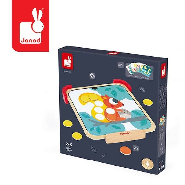 Janod - Puzzle magnético de madera con pizarra Estoy aprendiendo colores