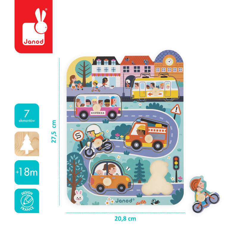 Janod - Puzzles de madera En la ciudad 6 elementos, 18 m +