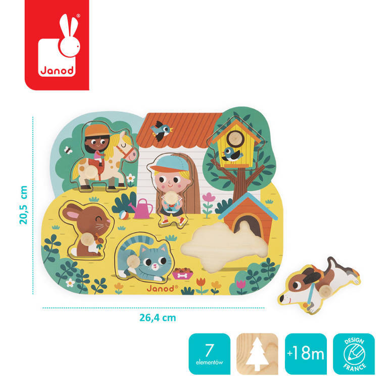 Janod - Puzzles de madera En el campo 6 elementos, 18 m +