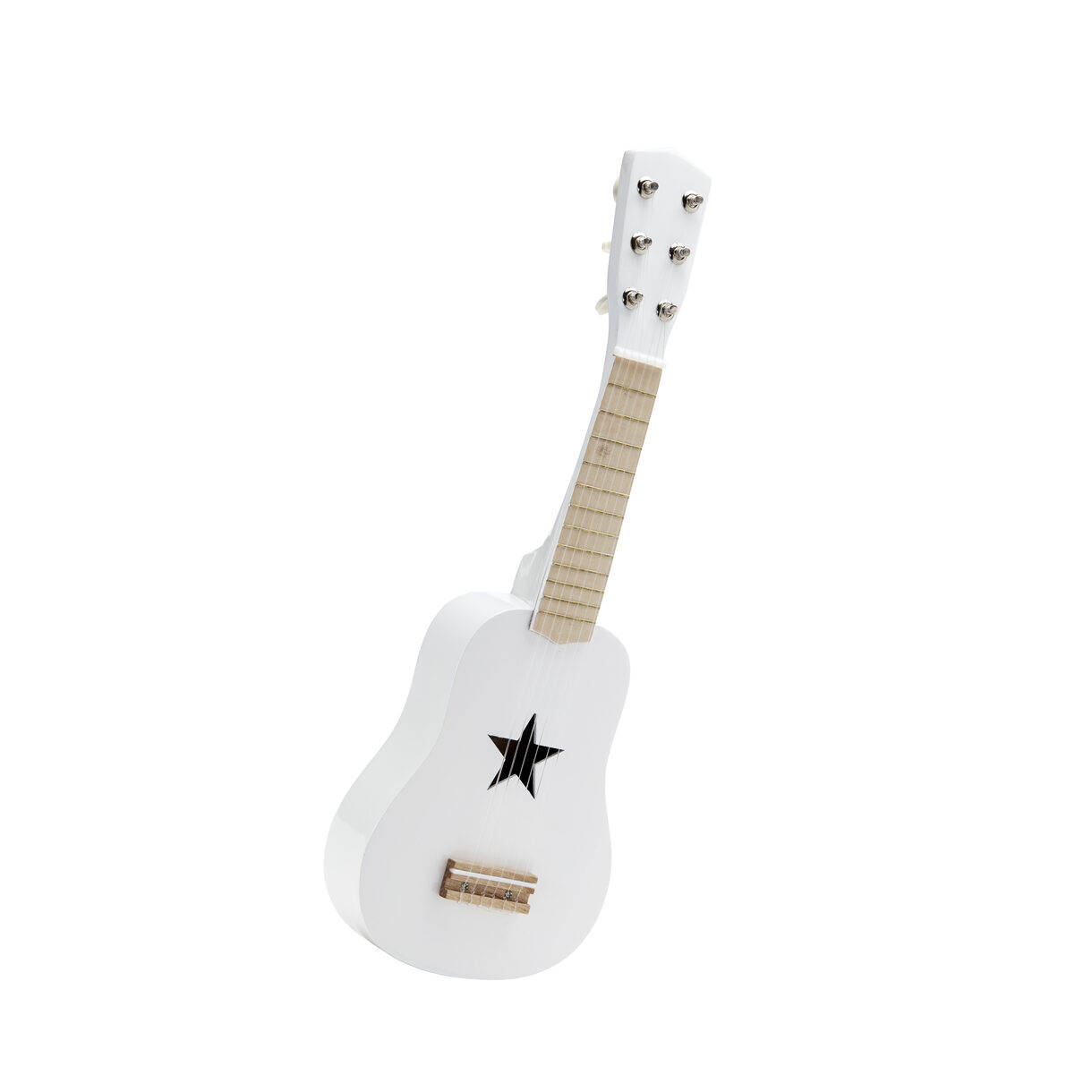 Guitarra de juguete blanca.