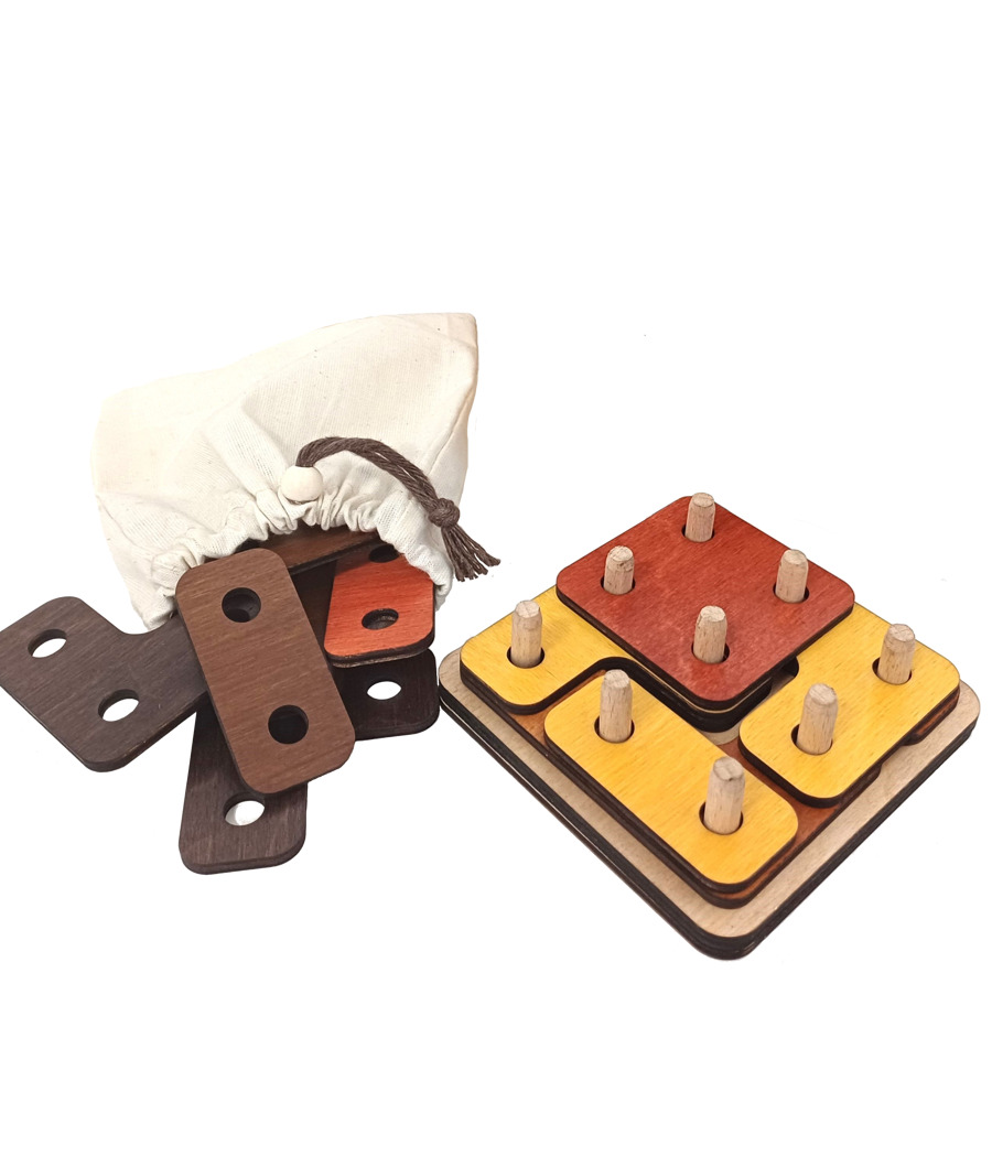 Juego de Lógica de Madera - Torre Geométrica